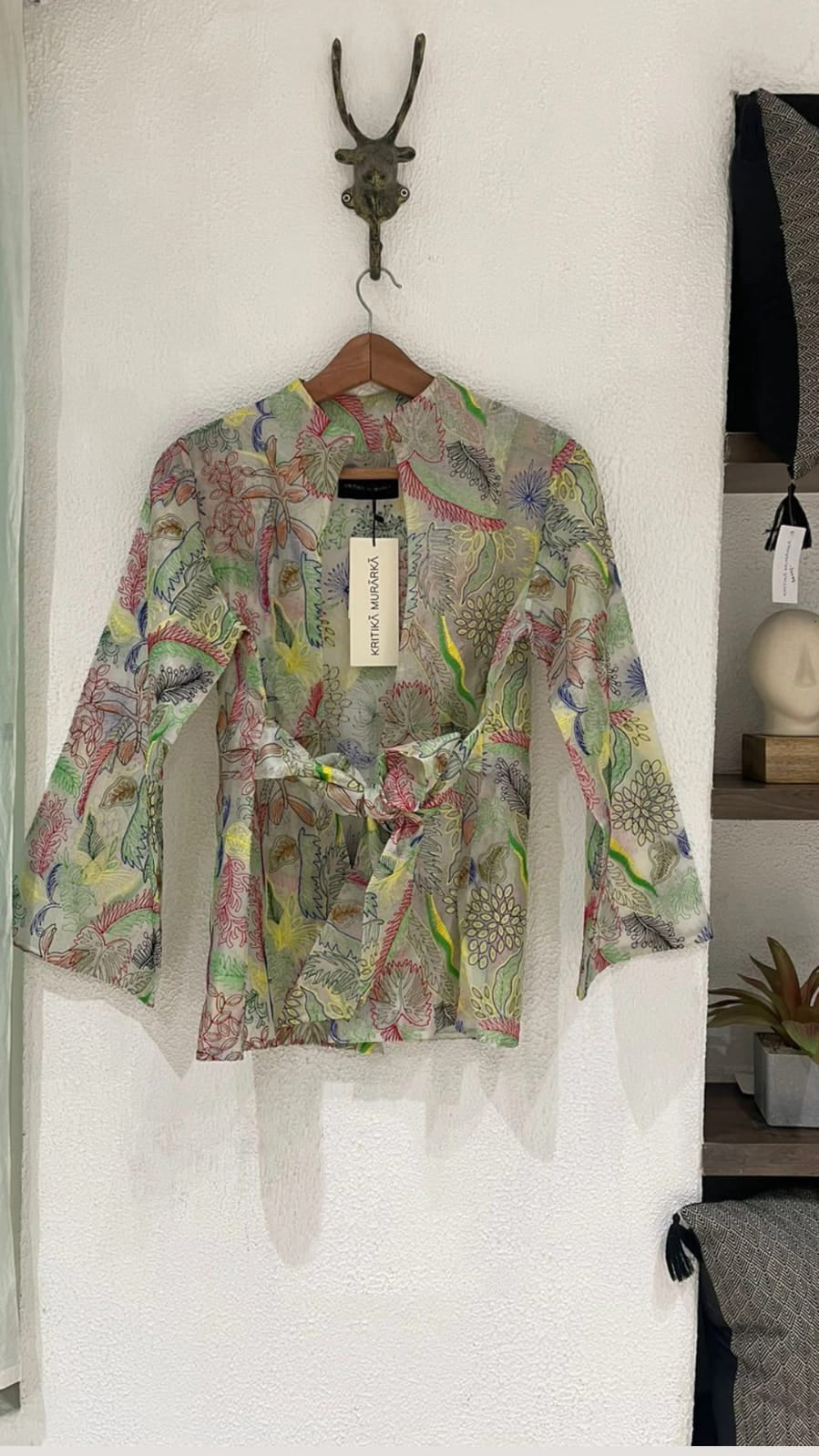 Colour Organza Embroidered Wrap Top