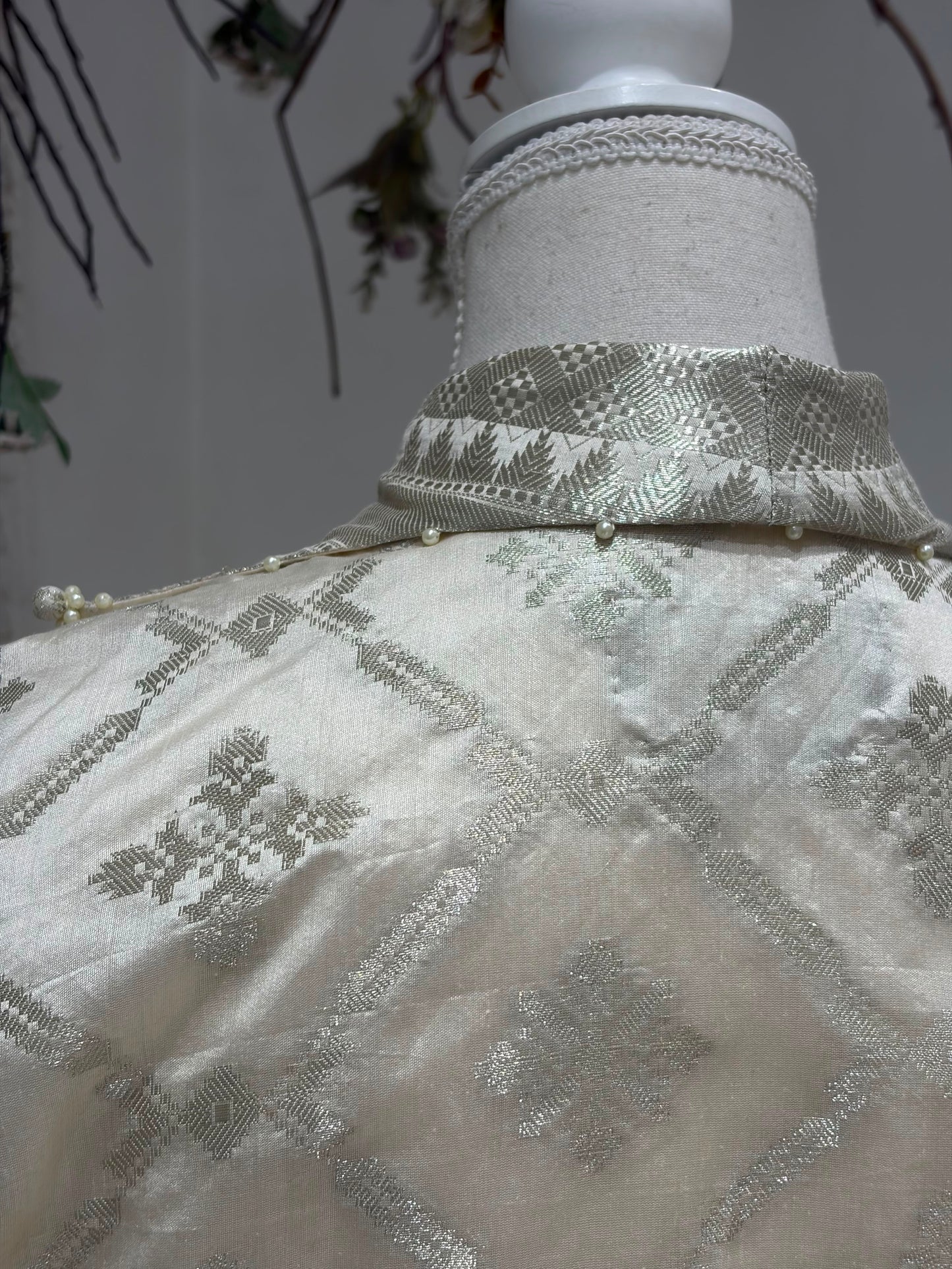 Ivory Benarasi Wrap Top & Skirt