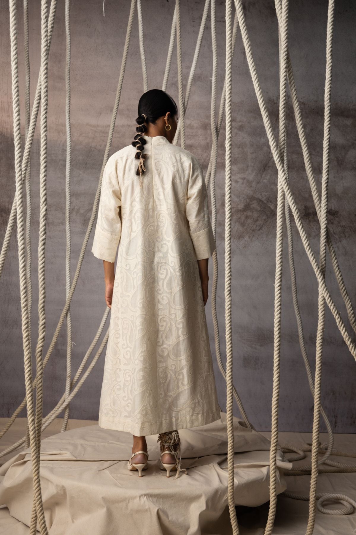 Ivory Appliqué A-Line Dress
