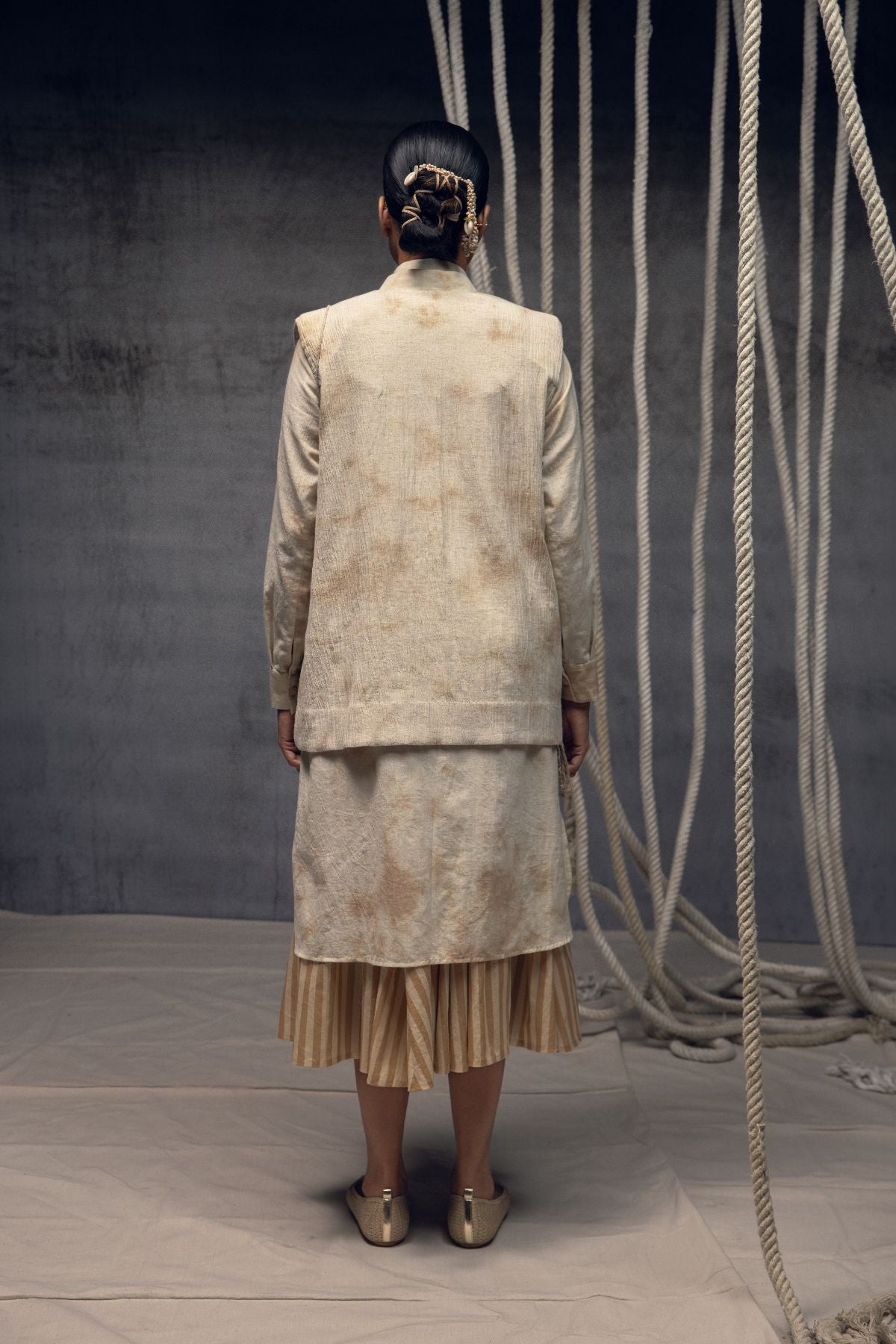 Khadi Jute Embroidered Kimono Jacket