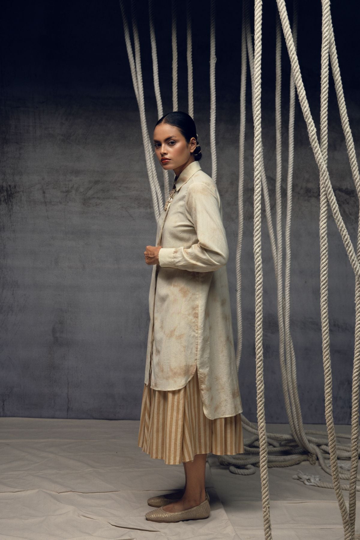 Ivory Ombré Linen Shirt