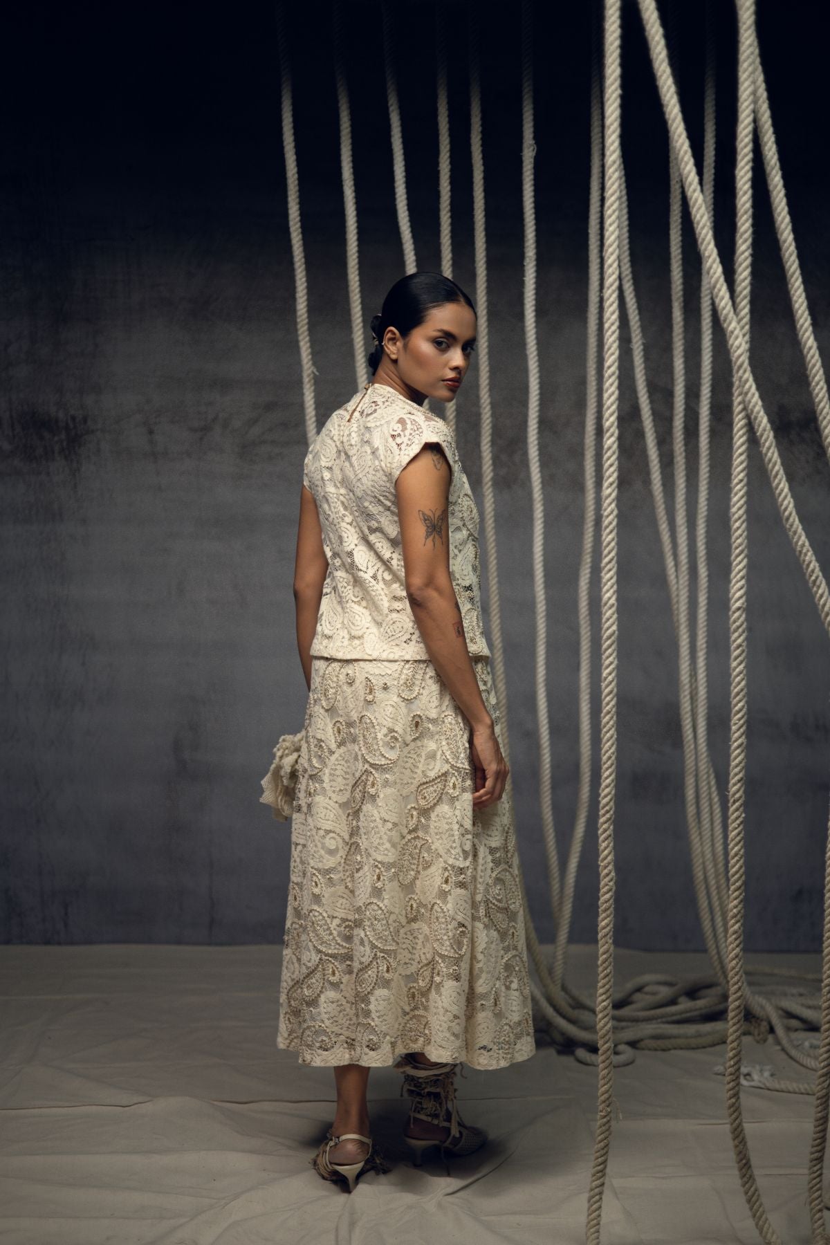 Ivory Paisley Lace Embroidered Top
