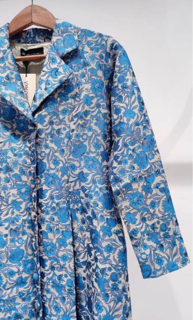 Blue Jacquard Blazer Dress