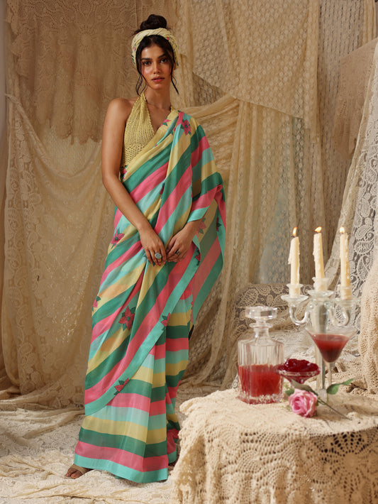 Multicolor Stripe Saree