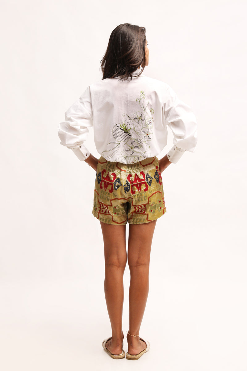 Embroidered Poplin White Shirt