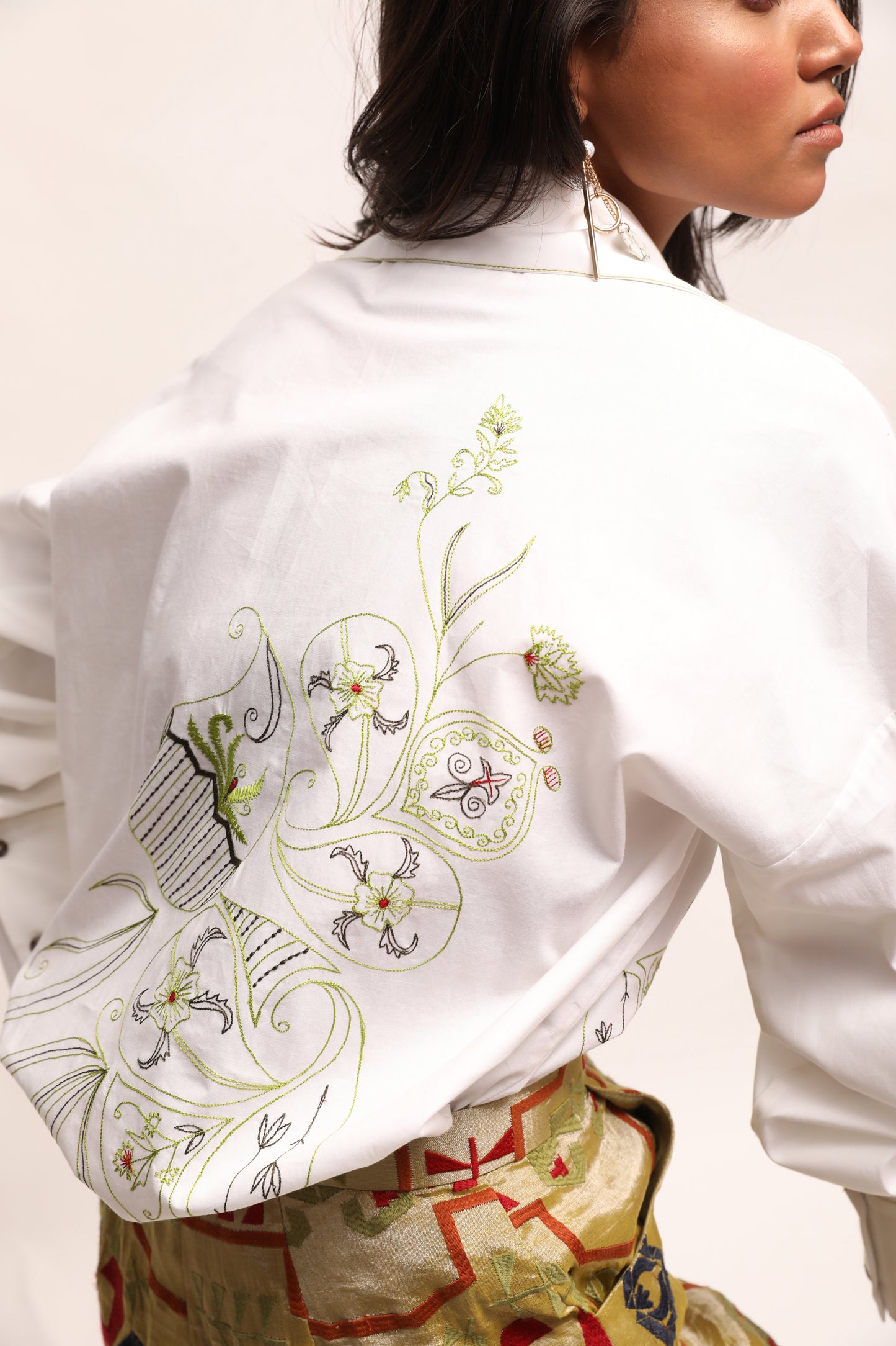 Embroidered Poplin White Shirt