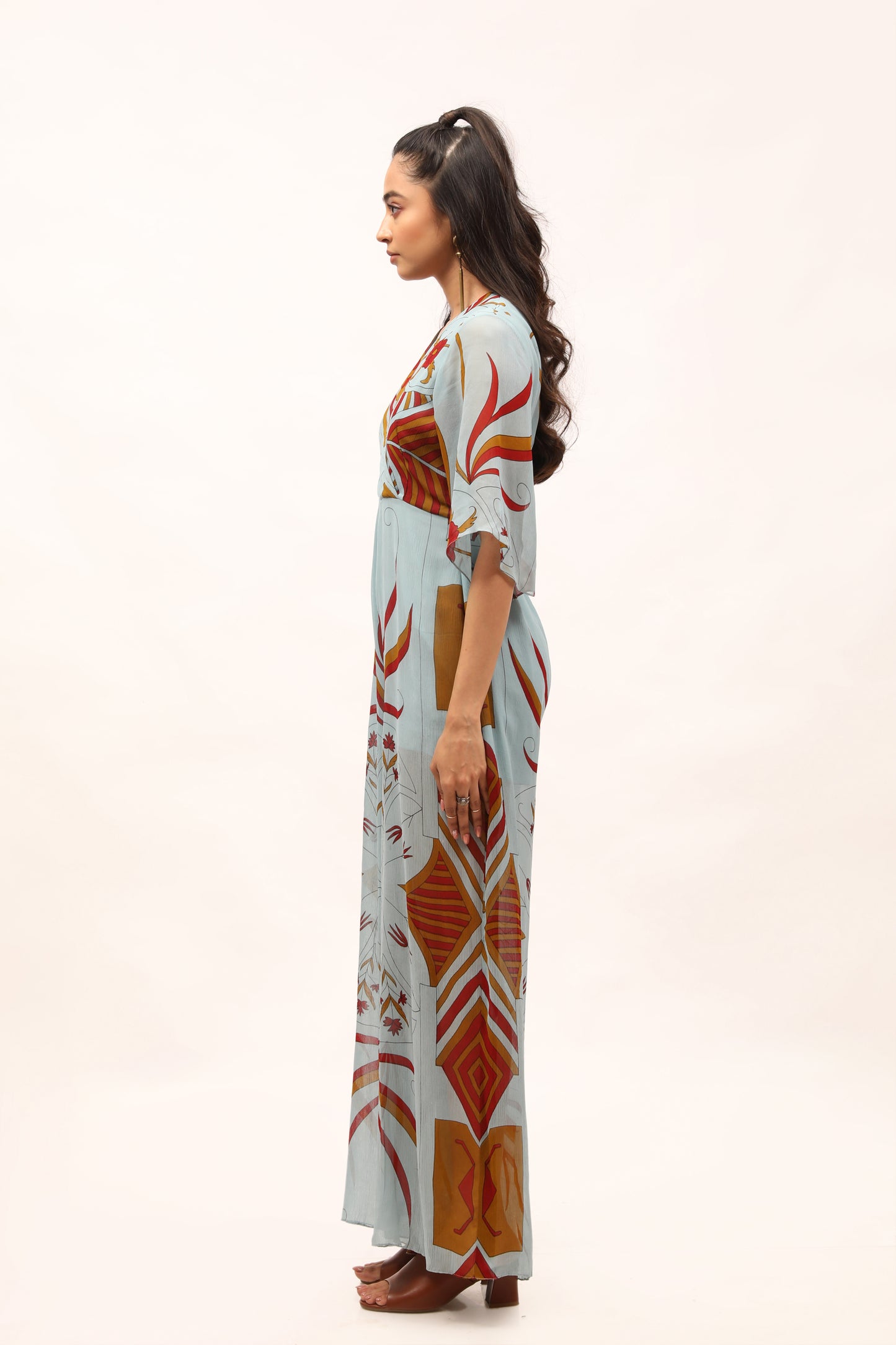 Floral Motifs Chiffon Jumpsuit