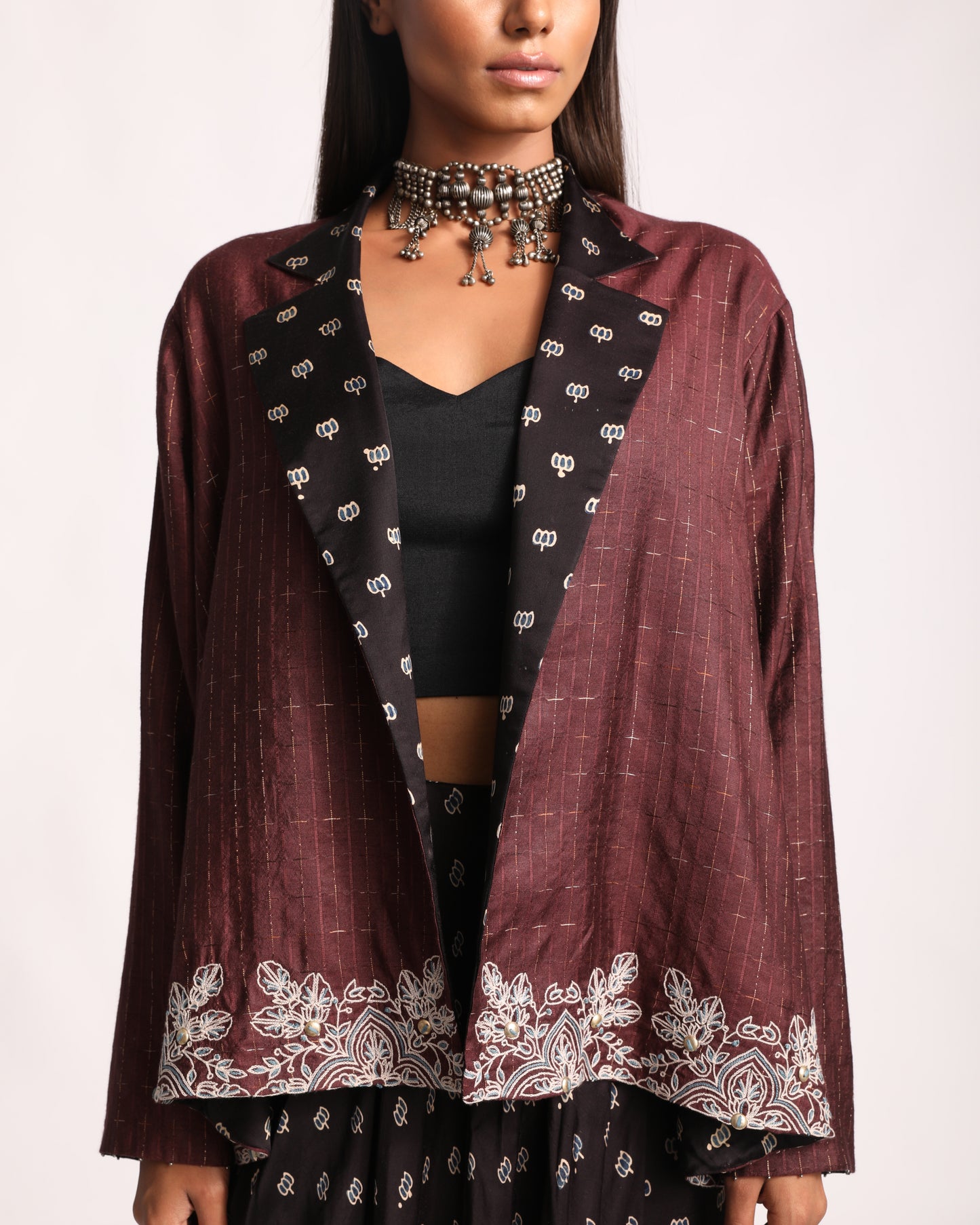 Embroidered Lotus Reversible Jacket