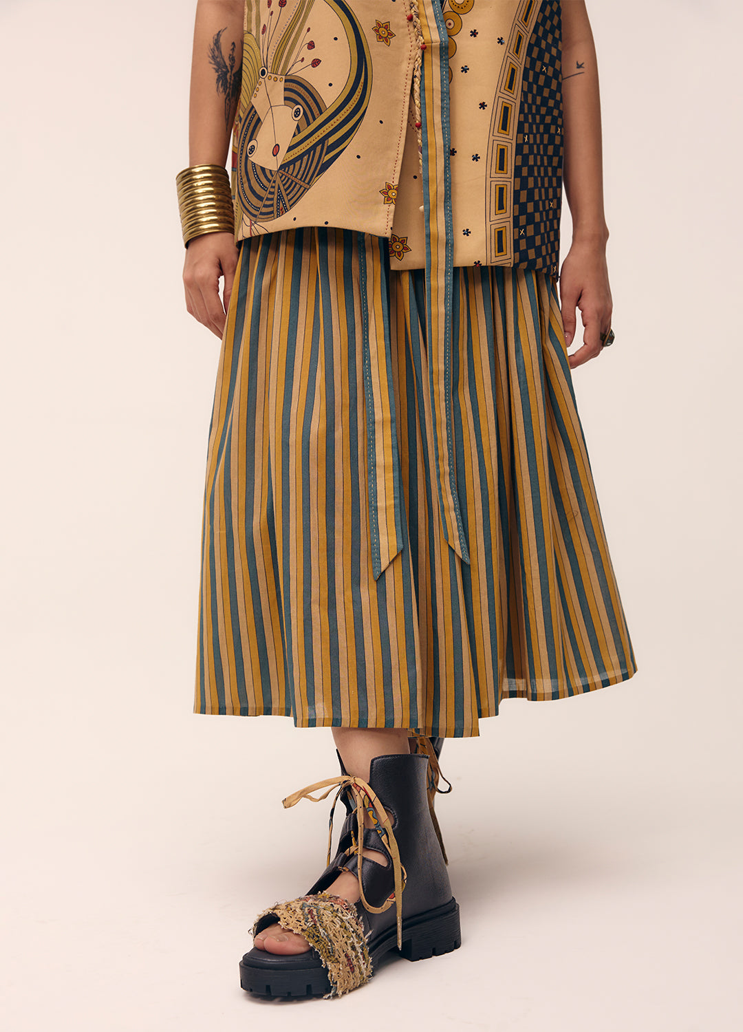 Biege multi-stripe mul mul skirt
