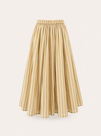 Ivory- Beige Linear Stripe Skirt