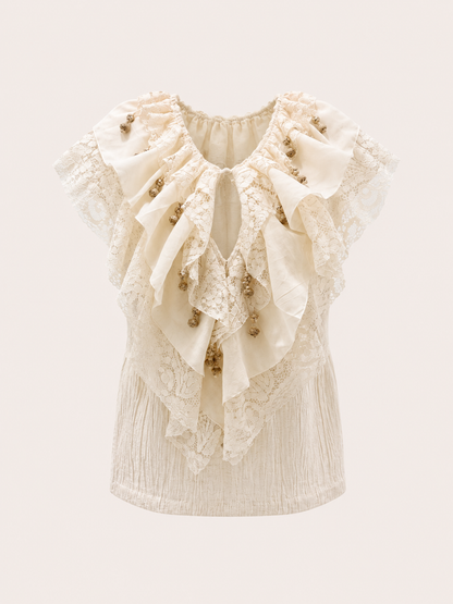Ivory Flounce Crushed Top