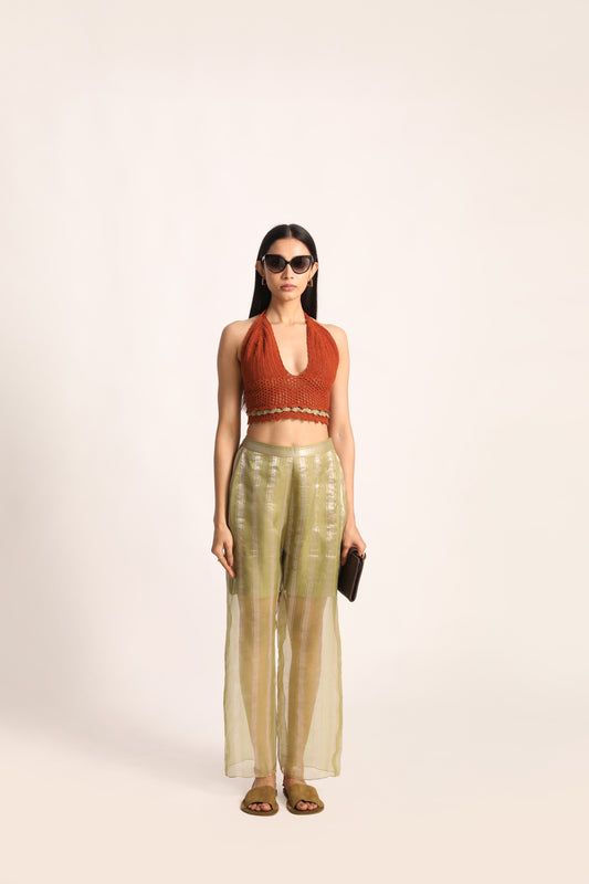 Sky Organza Stripe Pant