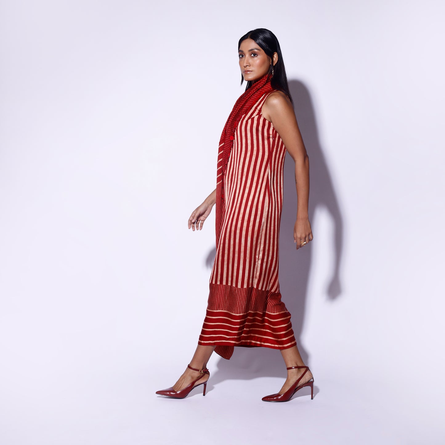 Red Stripe Polka Scarf Dress