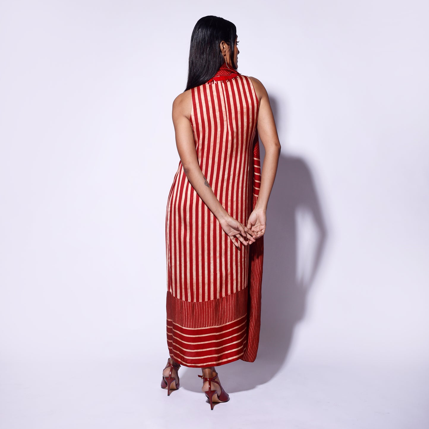 Red Stripe Polka Scarf Dress