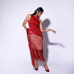 Red Stripe Polka Scarf Dress