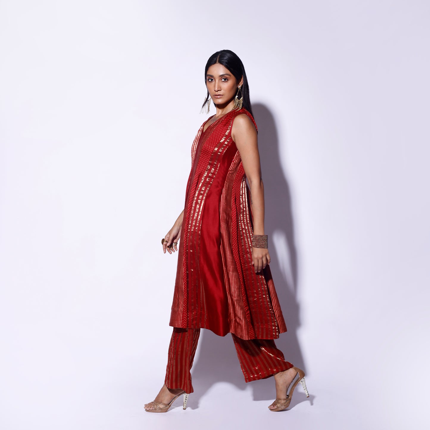 Red Panel Dress Pant Set