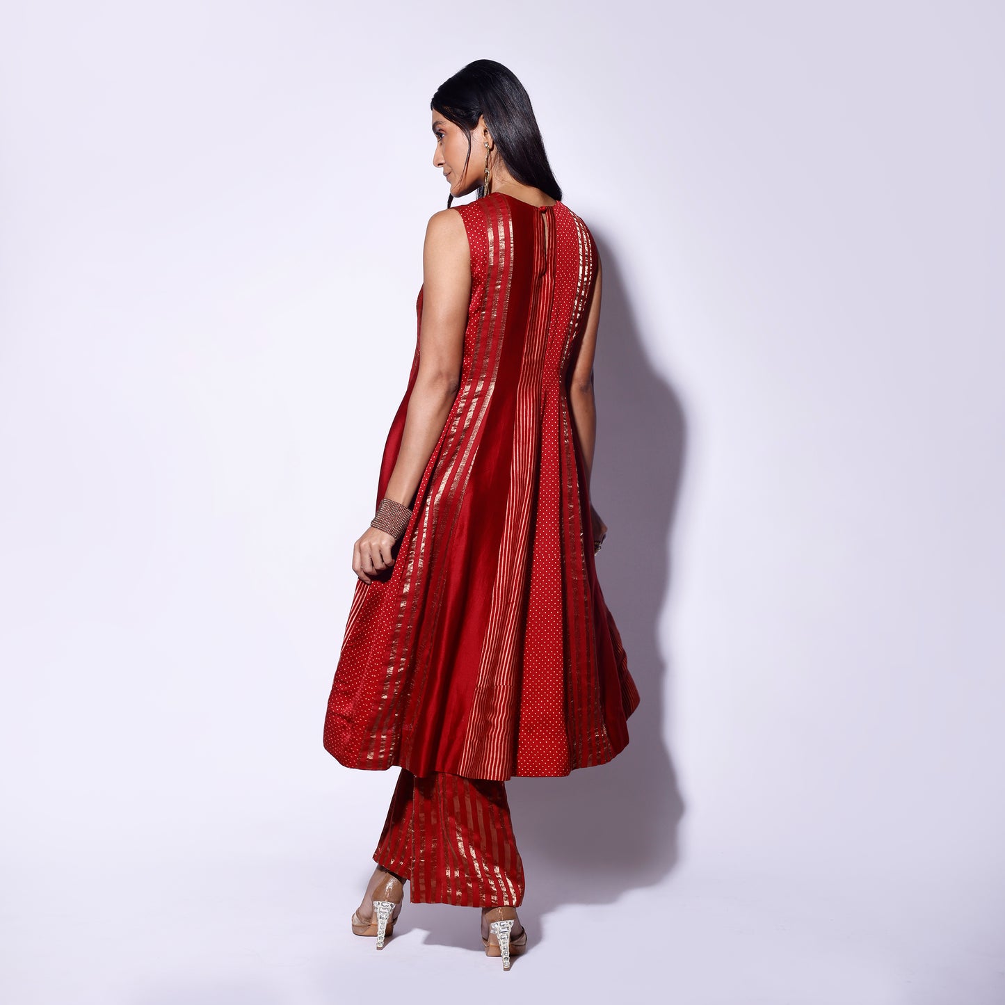 Red Panel Dress Pant Set