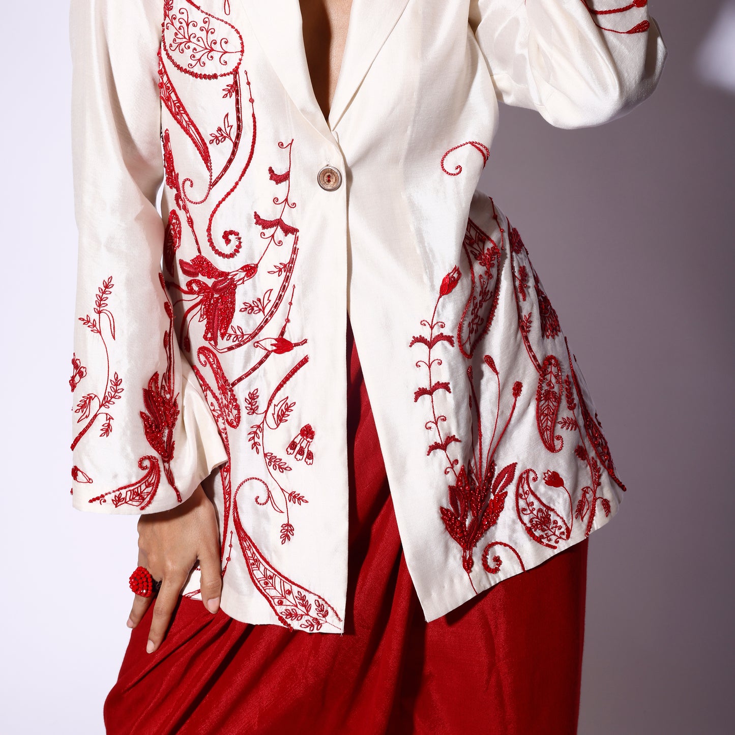 Silk Embroidered Blazer