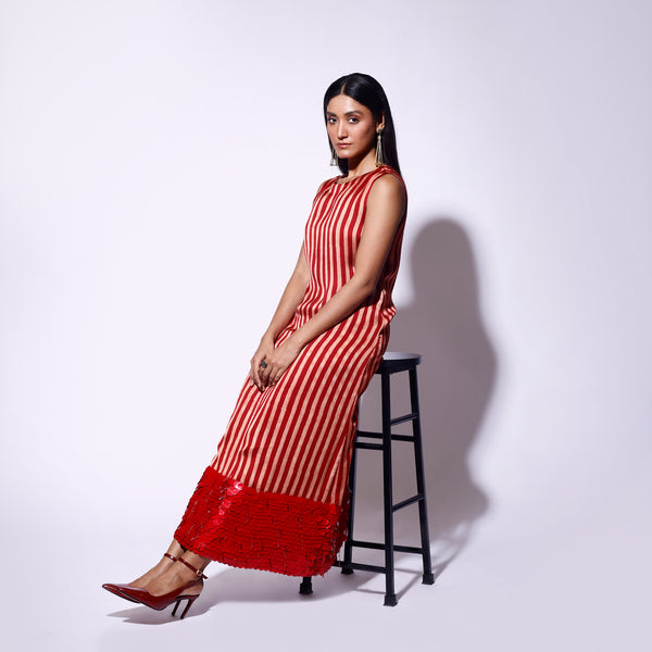 Red White Stripe Midi