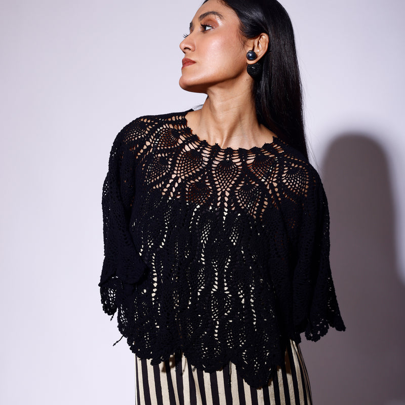 Black Pearl Crochet Cape