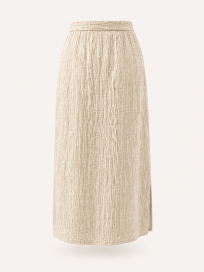 Ivory Crushed Cotton Skirt