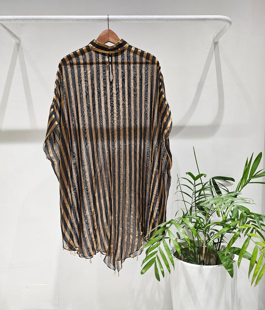 Black Gold Stripe Batwing Top