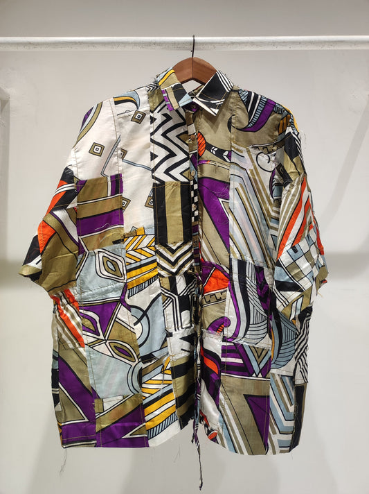 Patched Drawstring Shirt