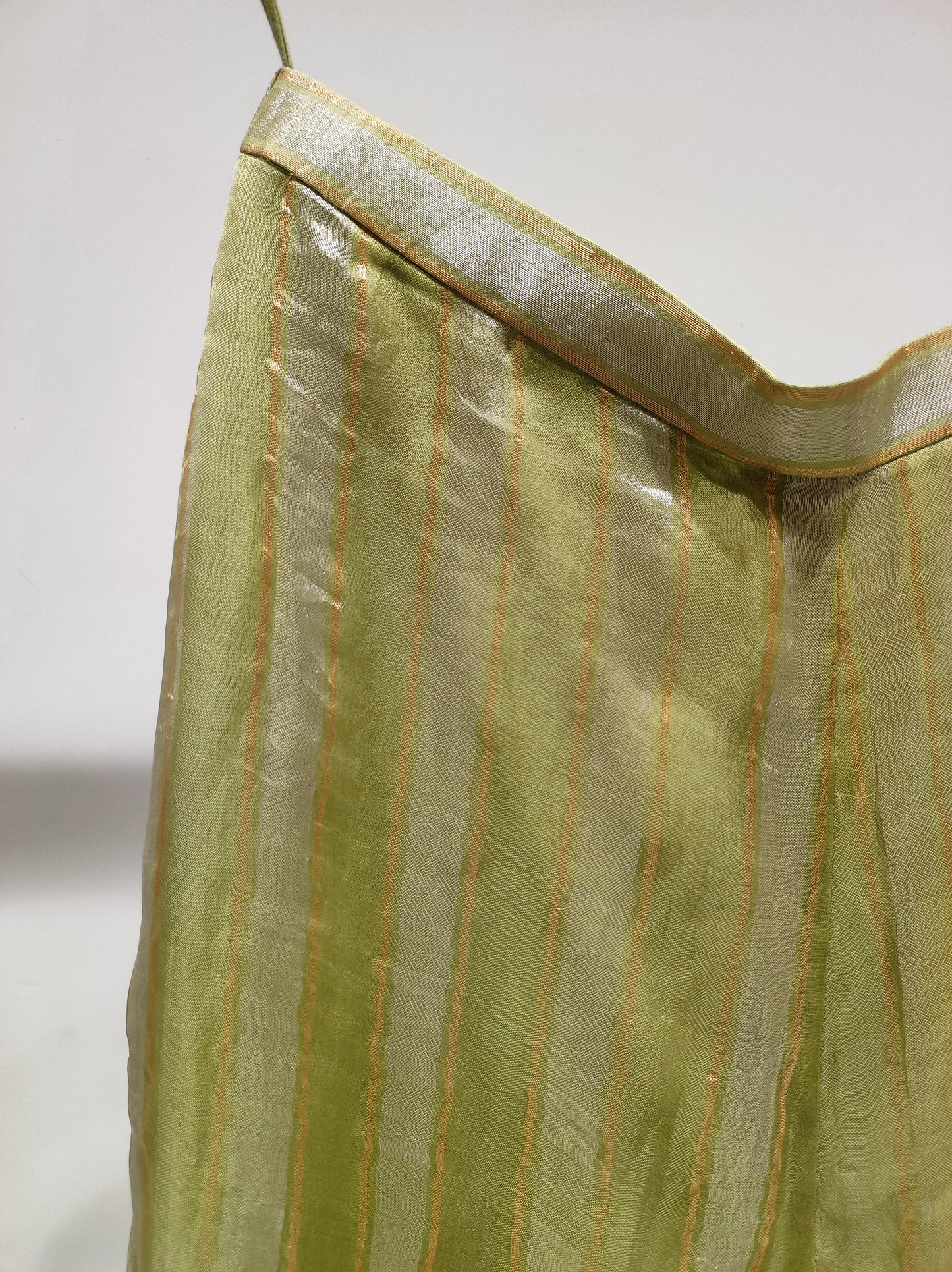Green Organza Stripe Pants