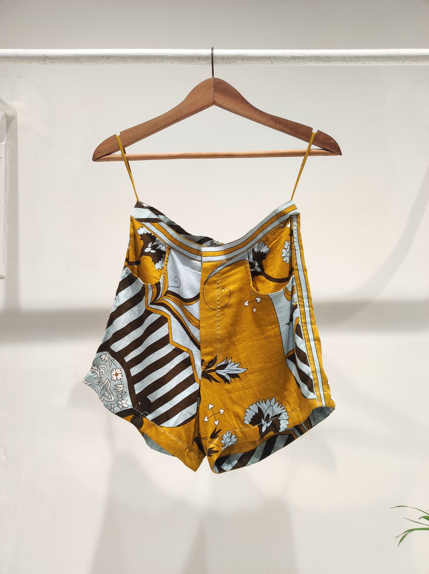 Mustard Cotton Satin Shorts