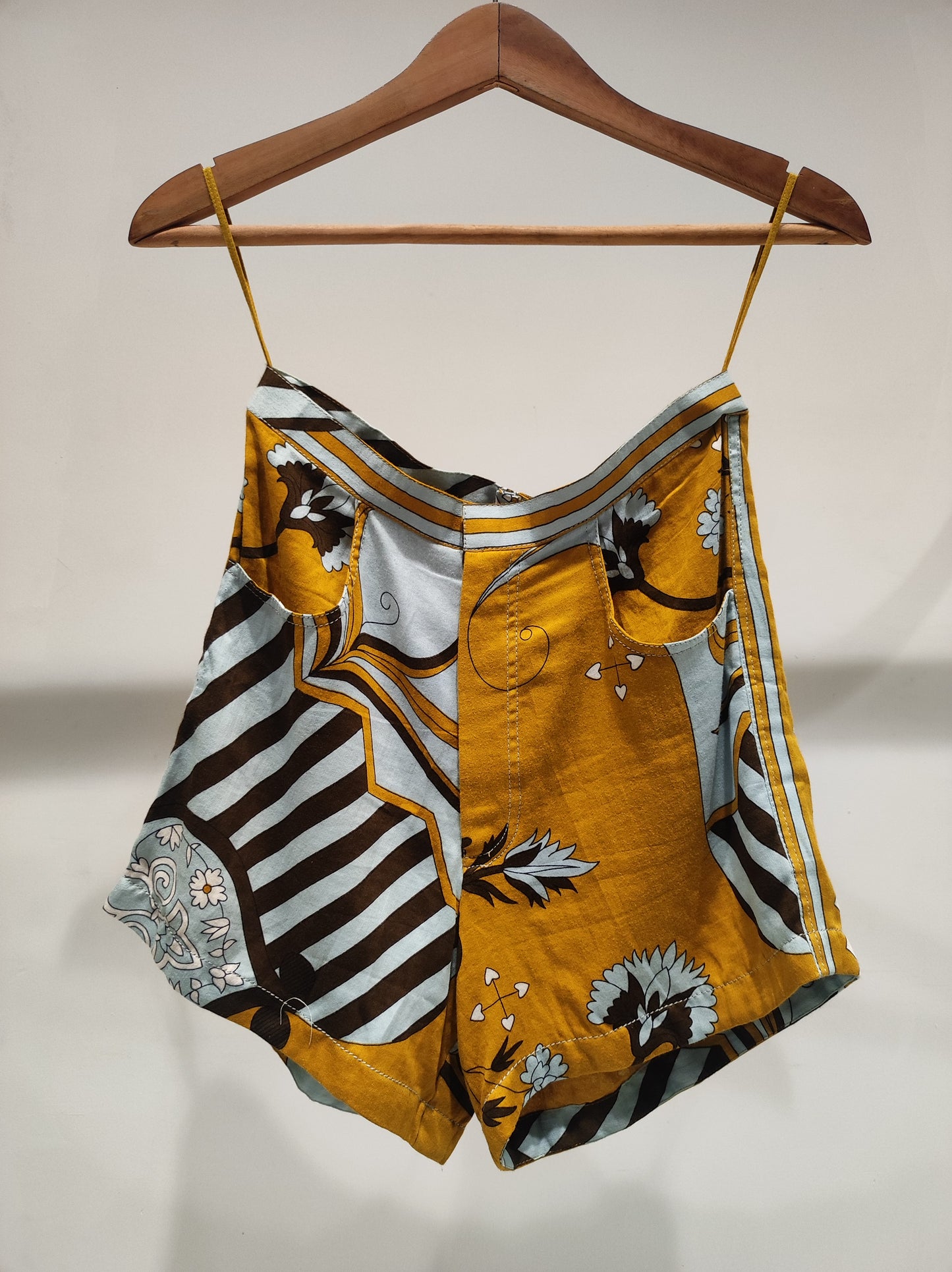 Mustard Cotton Satin Shorts