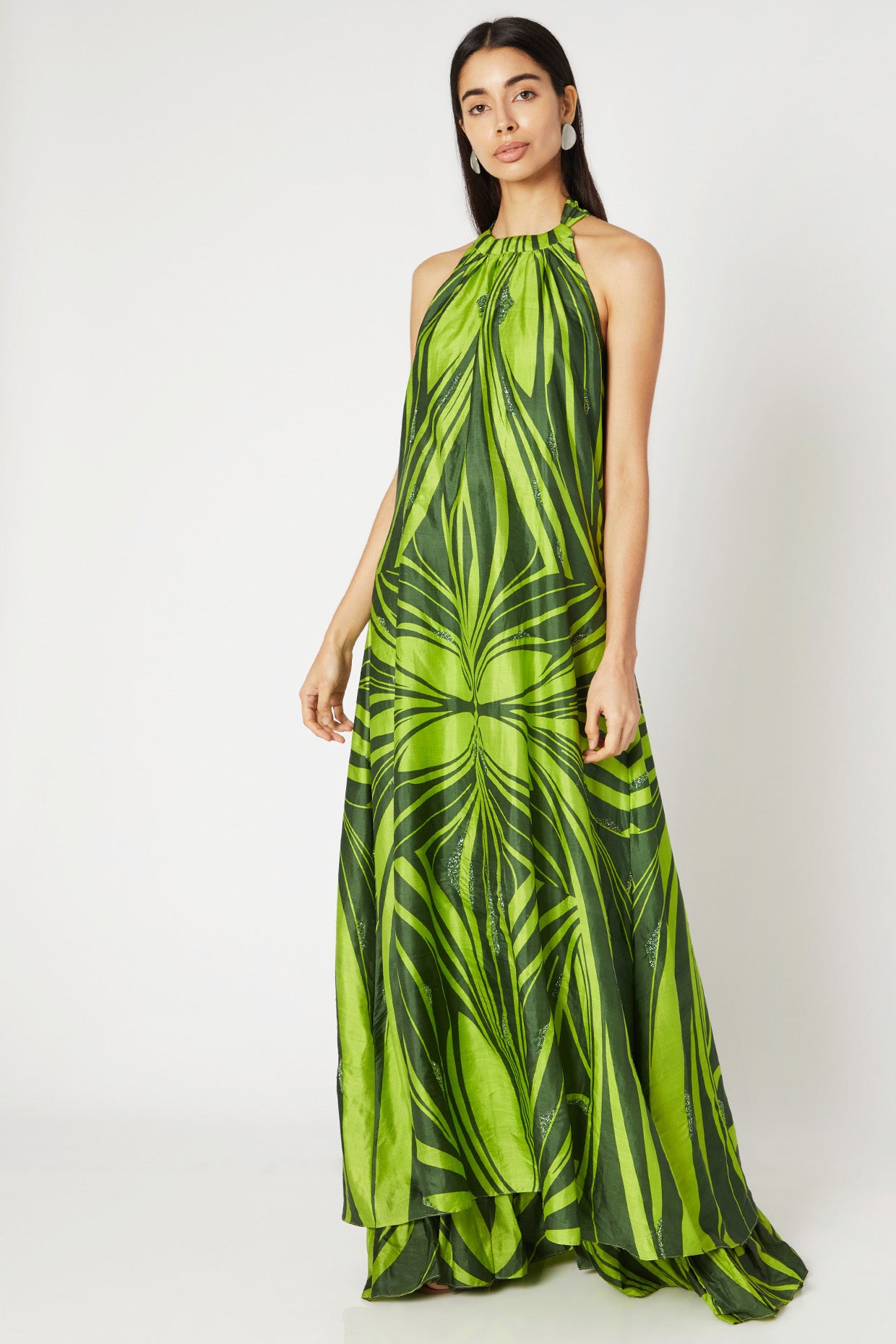 Hand Screen-Printed Halter Maxi