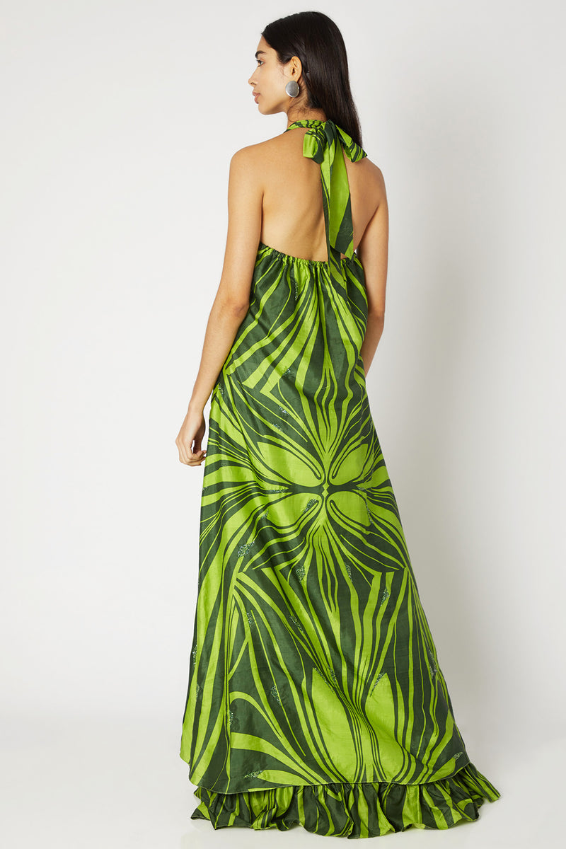 Hand Screen-Printed Halter Maxi