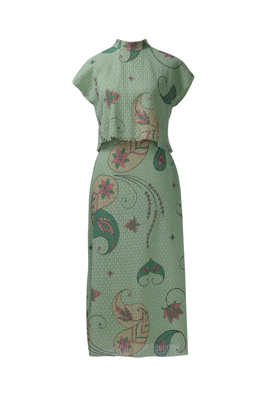 Mint Green Cotton Net Skirt Top Set