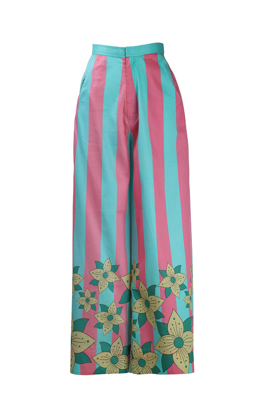 Pink Blue Stripe Trouser