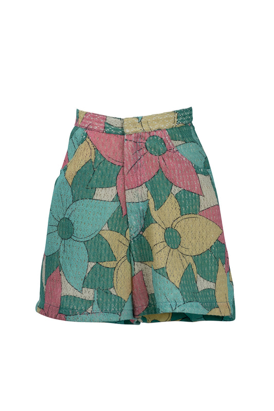 Big Floral Cotton Net Shorts