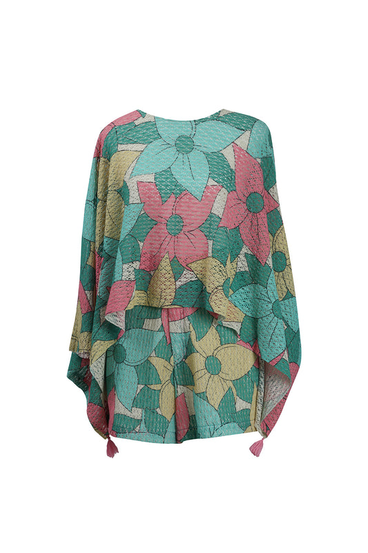 Big Floral Kaftan Top and  Shorts Set