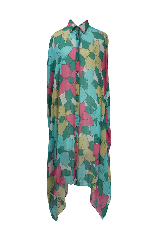 Big Floral Kaftan  Shirt Dress