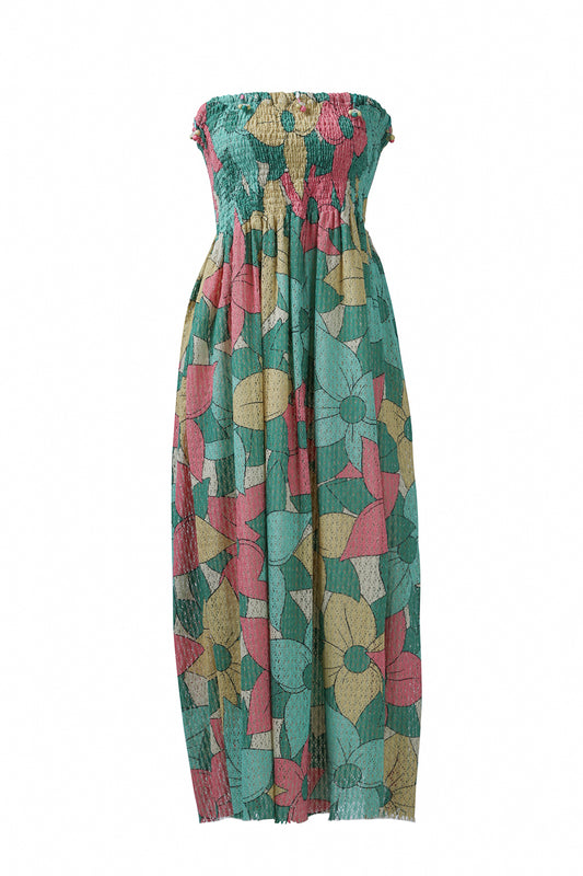 Big Floral Cotton Net Tube Dress