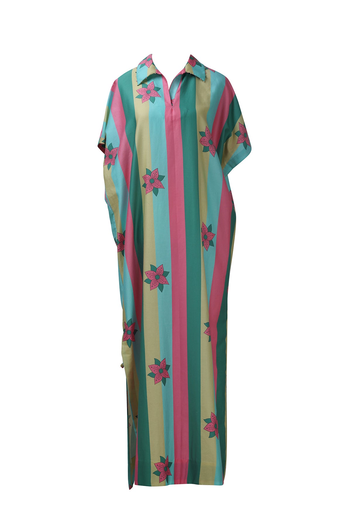 Multicolor Stripe Kaftan  Dress