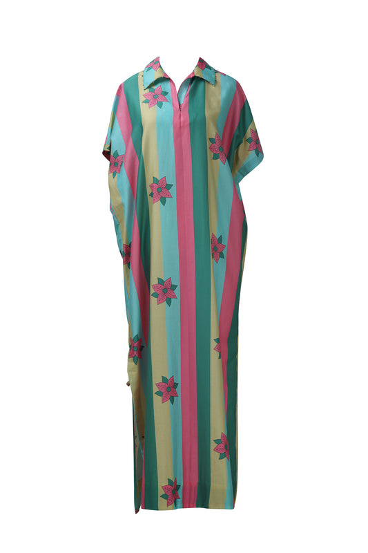 Multicolor Stripe Kaftan  Dress