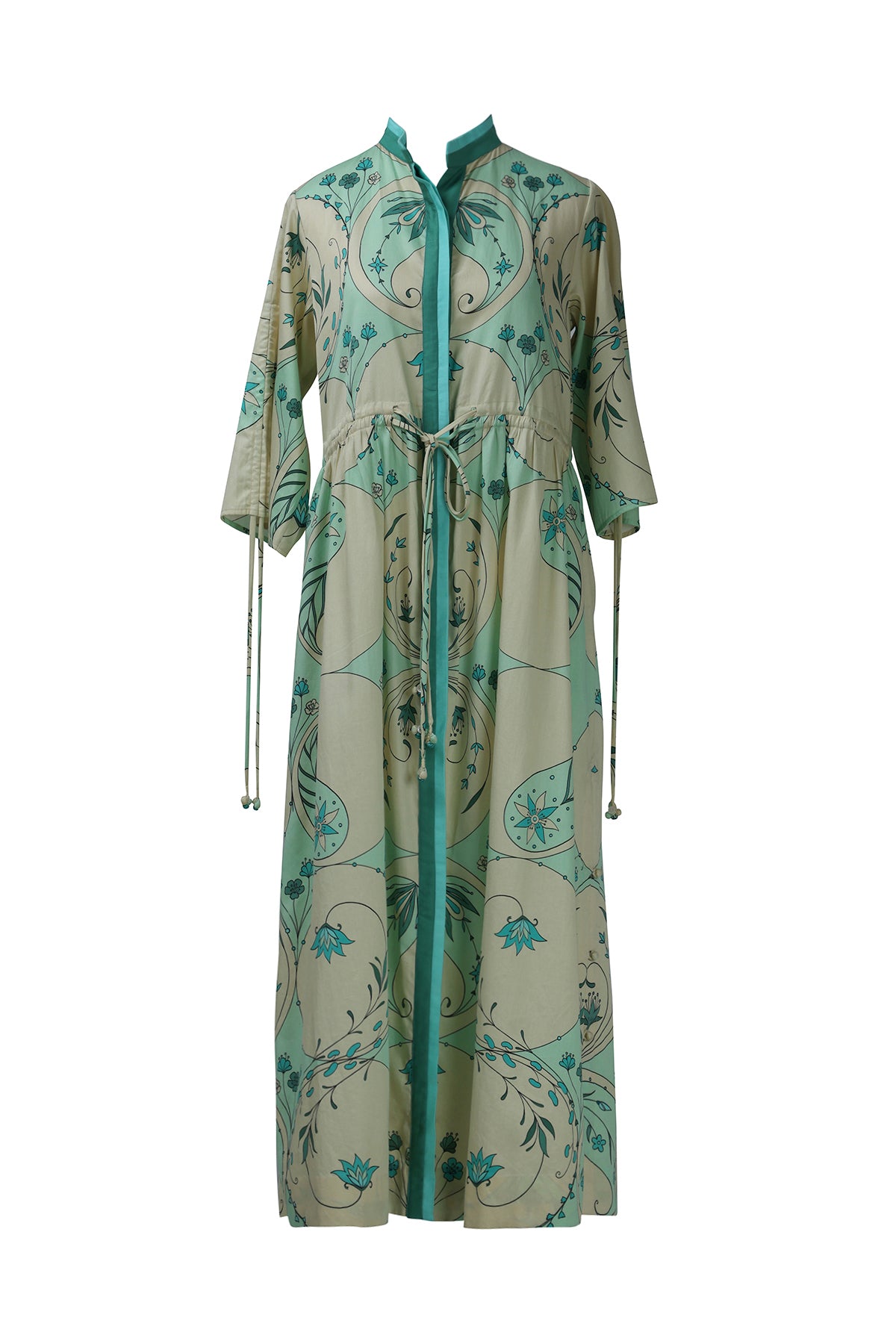 Mint Circle Print Drawstring Dress