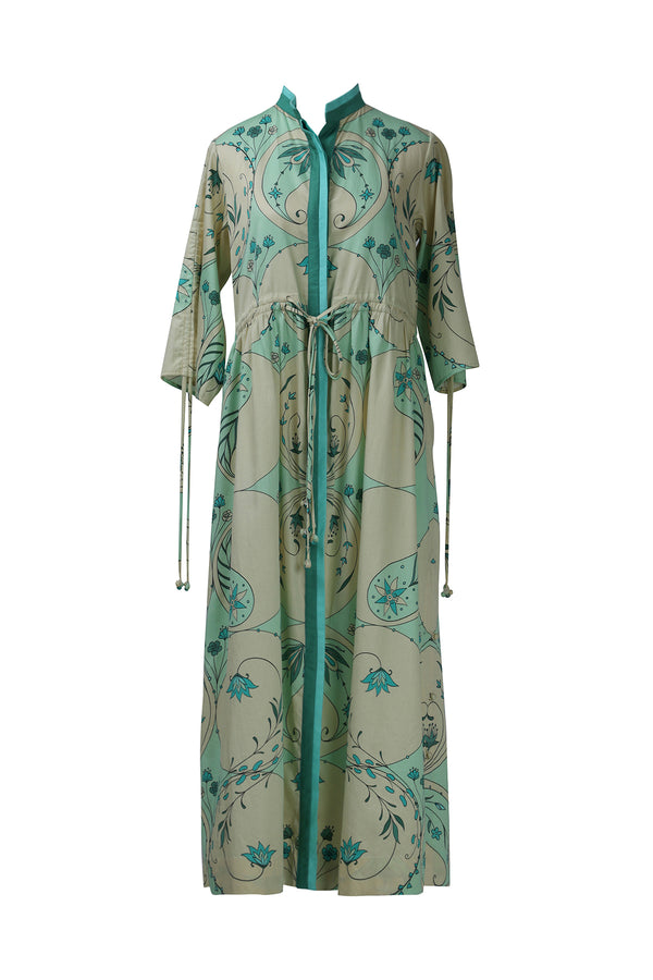 Mint Circle Print Drawstring Dress