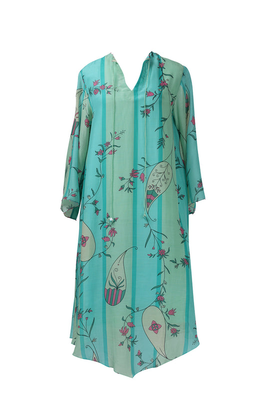 Mint Blue Stripe Tunic Dress