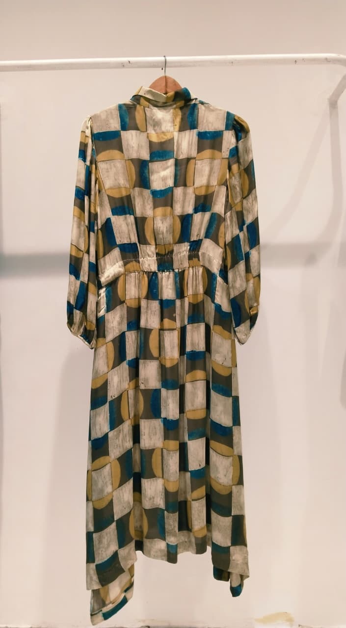 Ajrakh Check A-line Dress