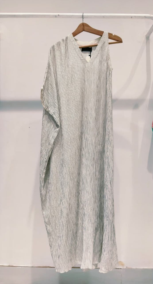 White Crushed Emb  Kaftan Maxi