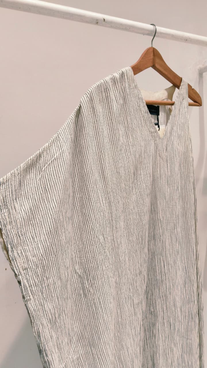 White Crushed Emb  Kaftan Maxi