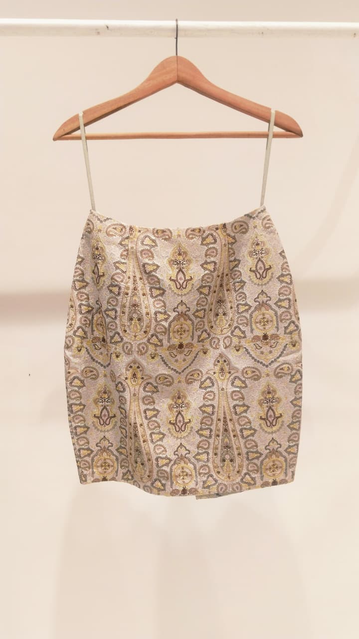 Grey Embroidered Short Skirt