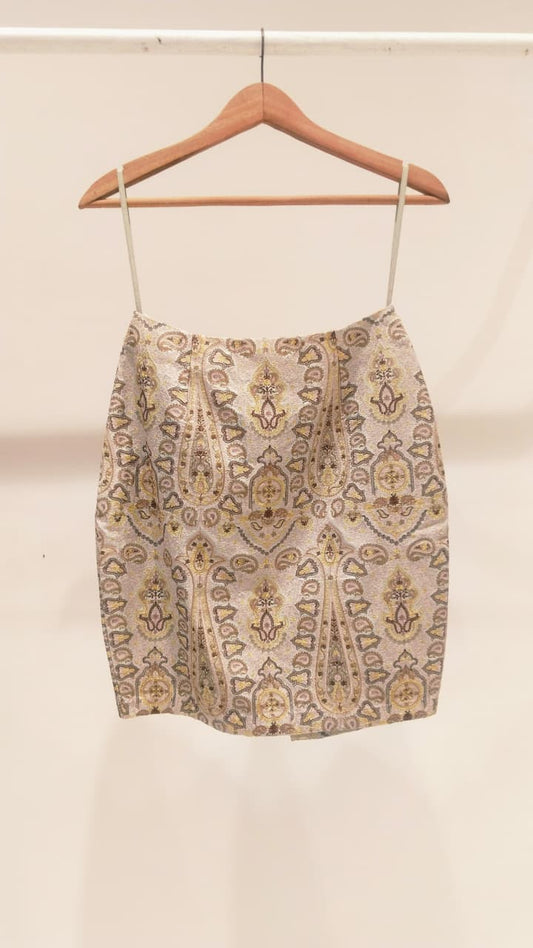 Grey Embroidered Short Skirt