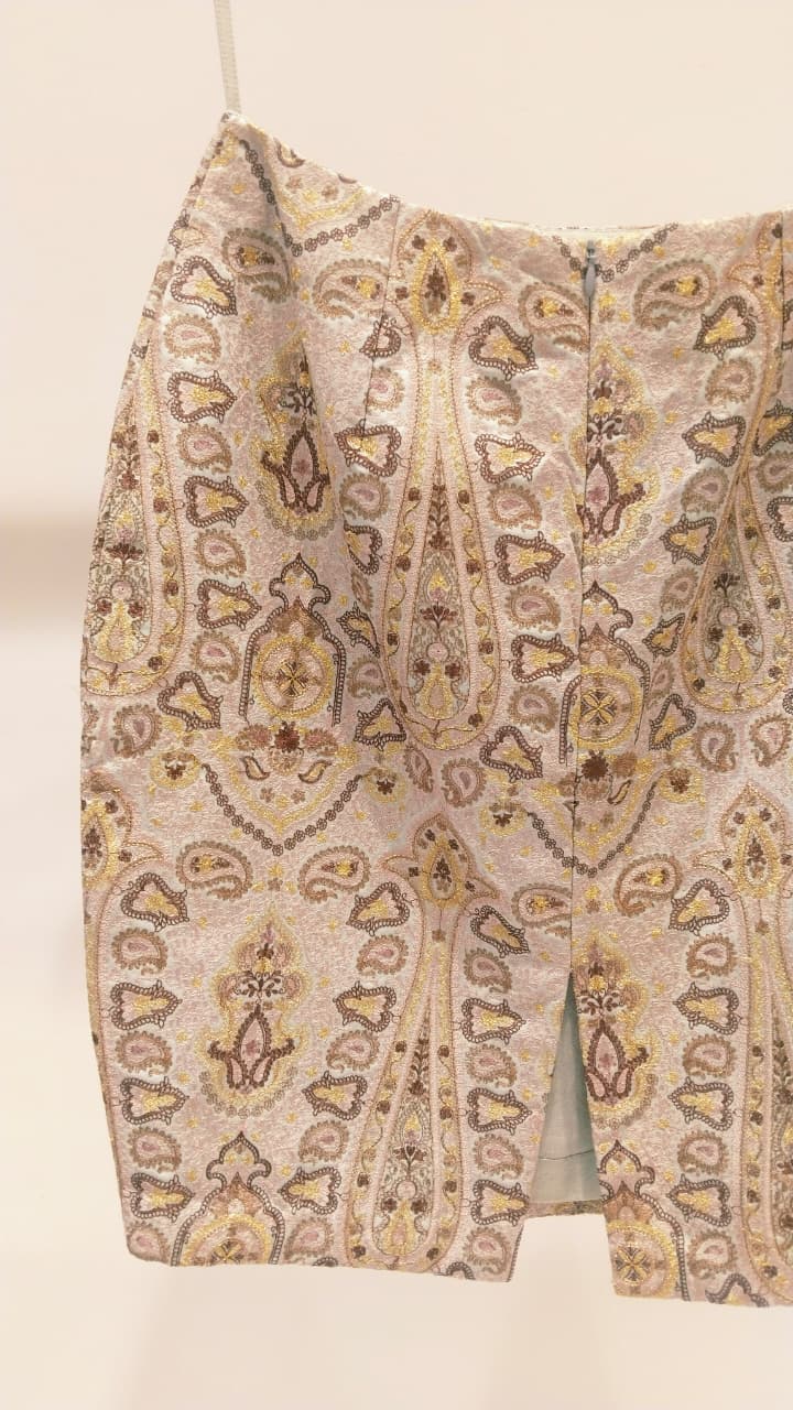 Grey Embroidered Short Skirt