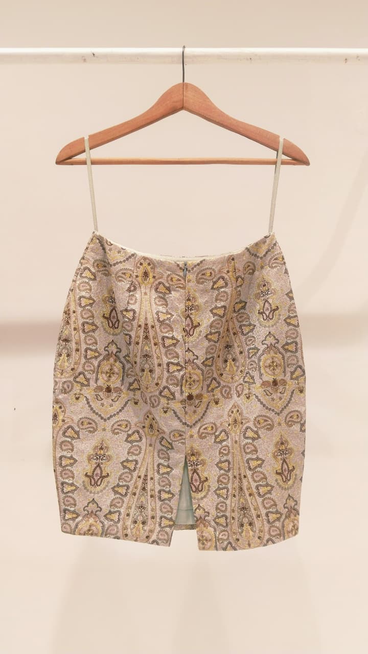 Grey Embroidered Short Skirt
